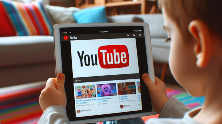 A child watching YouTube on an iPad, showcasing DeafCat Studios’ YouTube dubbing services for Arabic content.